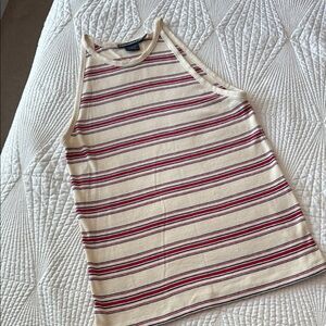 Ralph Lauren Cream and Red Striped Tank Top